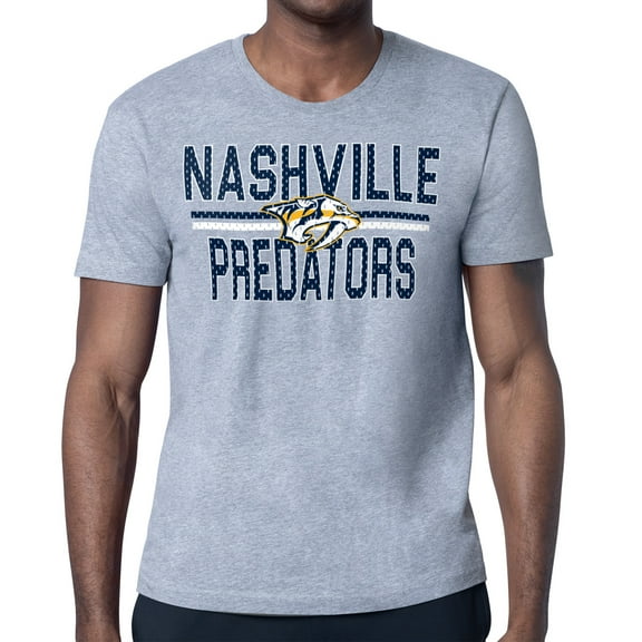 Men's Starter Heather Gray Nashville Predators Mesh Look Team Name T-Shirt