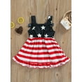 thumbnail image 4 of Chollius Toddler Baby Girls 4th of July Dress Star Stripe Print Sleeveless Ruffle Bow-Knot Decor Dress Independence Day Clothes, 4 of 9