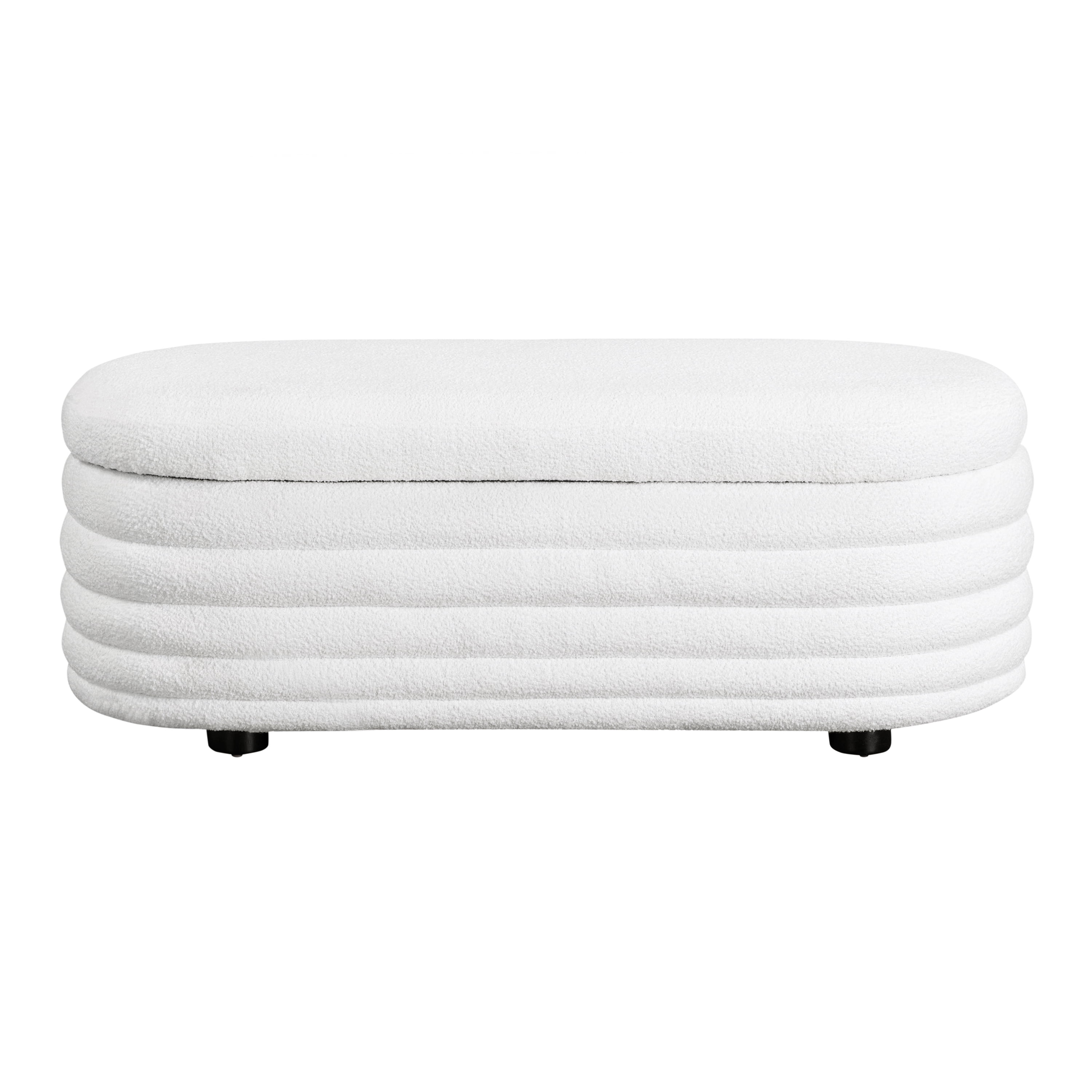 Studio Living Livingston Modern Storage Ottoman, White Boucle Fabric