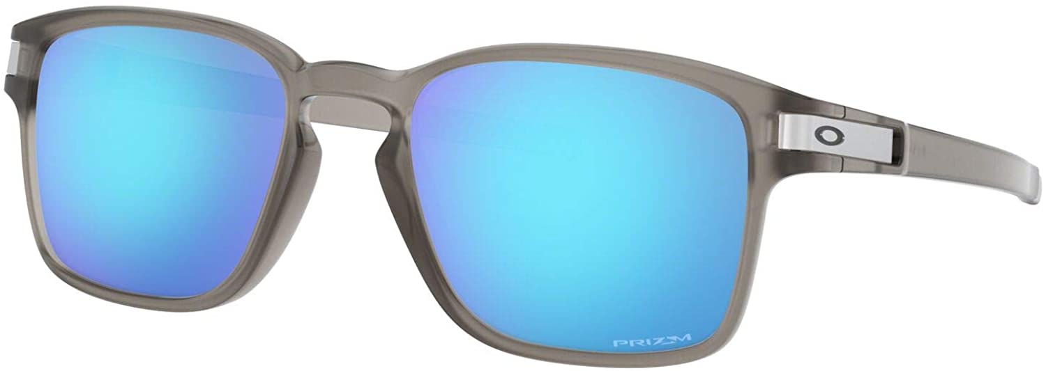 Oakley Mens Oo9358 Latch Square Low Bridge Fit Rectangular Sunglasses Matte Grey Ink/Prizm Sapphire 55 Millimeters
