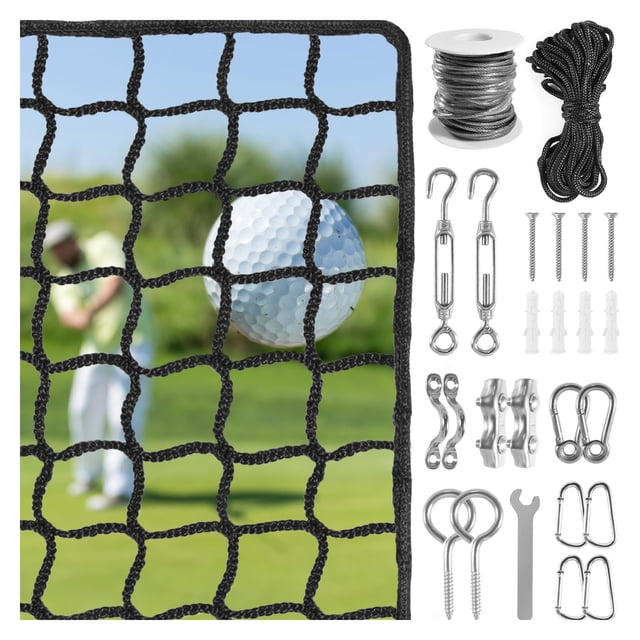 Red de práctica de golf NQB de 15 x 20 pies con kit de acero para colgar y cuerda