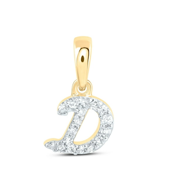 10k Yellow Gold 1/20 CTW Natural Diamond Gift Initial "D" Pendant 0.27 Grams