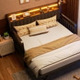 thumbnail image 6 of Hijob Modern Sturdy Metal Twin Daybed Frame with Trundle & Upholstered LED Headboard, Sofa Bed for Small Apartment, Gray & Brown, 6 of 11