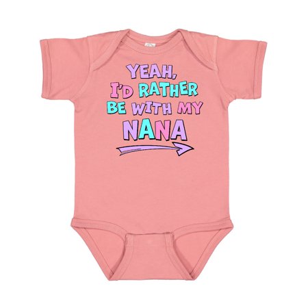 

Inktastic Yeah I d Rather be with My Nana in Pink Blue and Purple Gift Baby Boy or Baby Girl Bodysuit