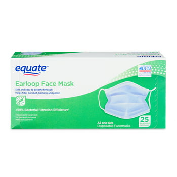 Equate Earloop Face s, White, 25 Count