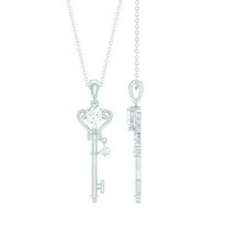 Rosec Jewels Lab Created Diamond Key Pendant with Chain (5X7 mm Pear Diamond - EF-VS Quality) - Ready to Gift, 925 Sterling Silver