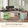 thumbnail image 4 of Farmhouse 63" L Shaped Computer Desk with 4 Drawers and Storage Cabinet, Corner Office Desk with Monitor Stand, 4 of 7