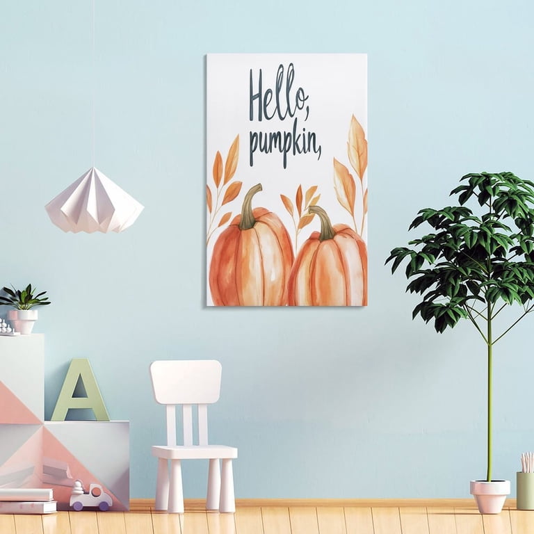 Fall Pumpkins Hello Pumpkin Vintage Retro Artwork Wall Art For