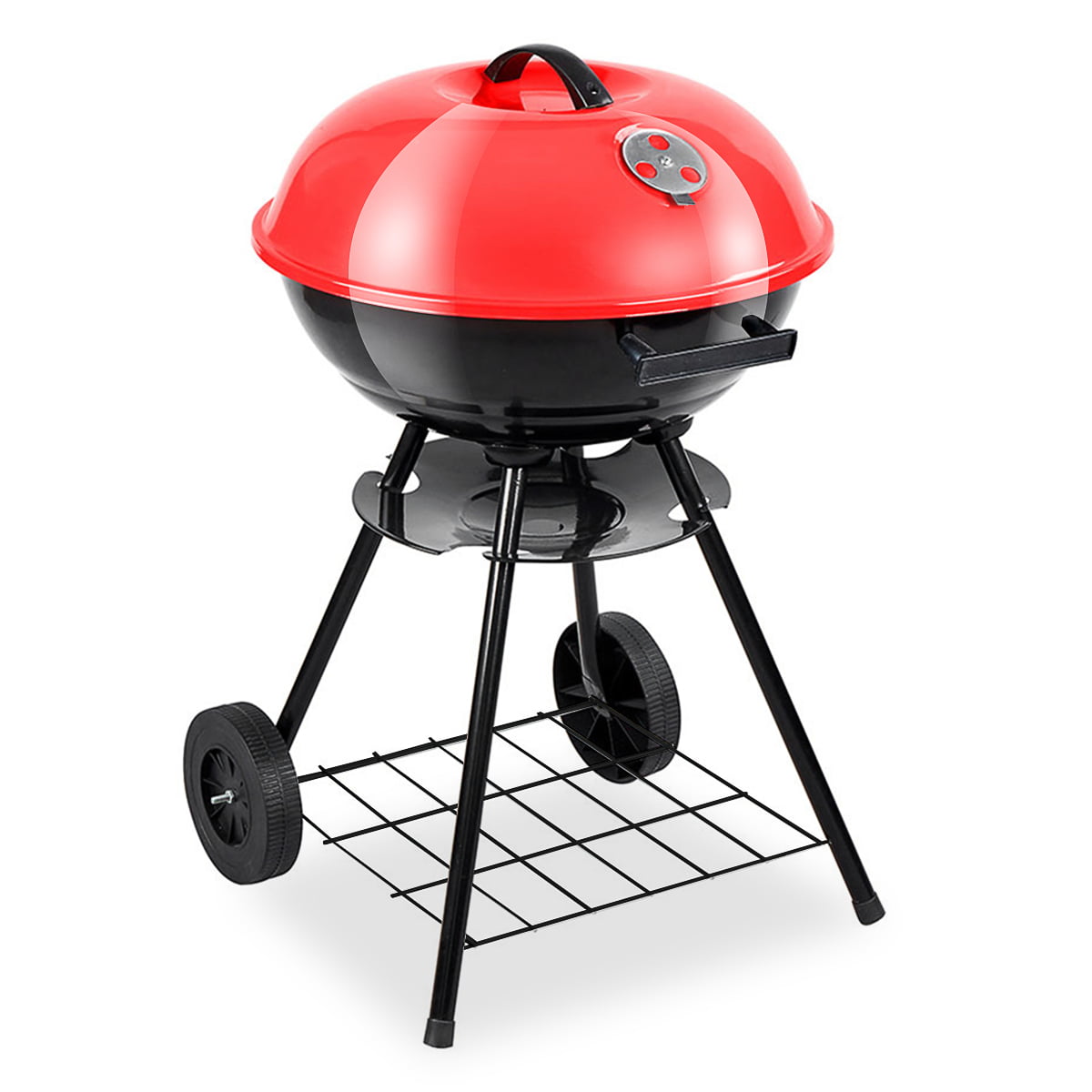 Mylek Kettle BBQ Barbecue Grill 17" Charcoal Portable Thermometer And Untensils