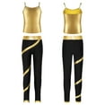 thumbnail image 6 of Raenseen Kids Girls Hip Hop Dance Outfit Girls Sparkly Camisole Tank with Shiny Rhinestones Pants Gold 8, 6 of 9