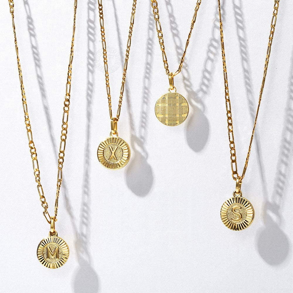 Gold Plated Round Medallion Coin Letter 