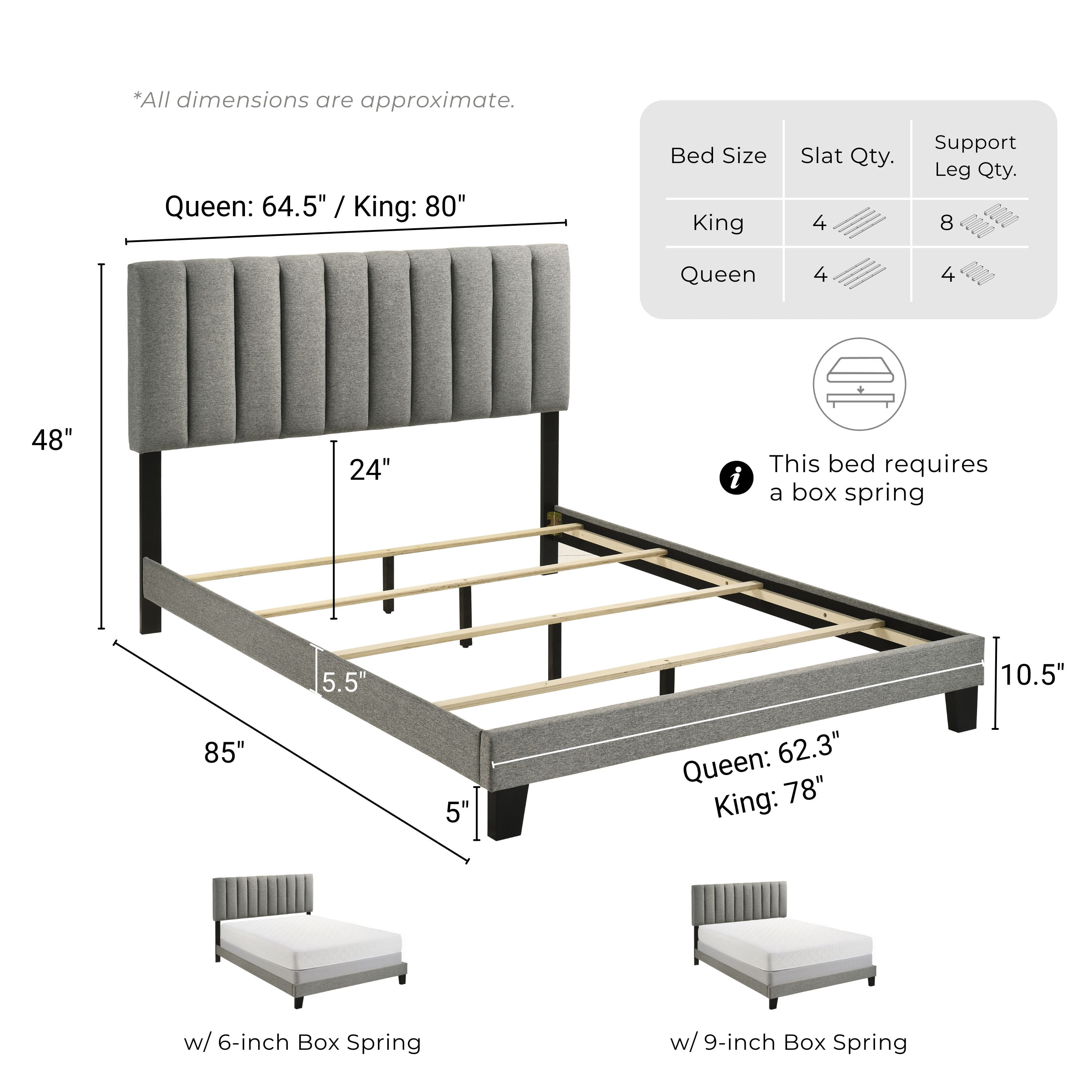 Furniture of America Talia Fabric Upholstered Queen Panel Bed with Channeled Headboard, Black