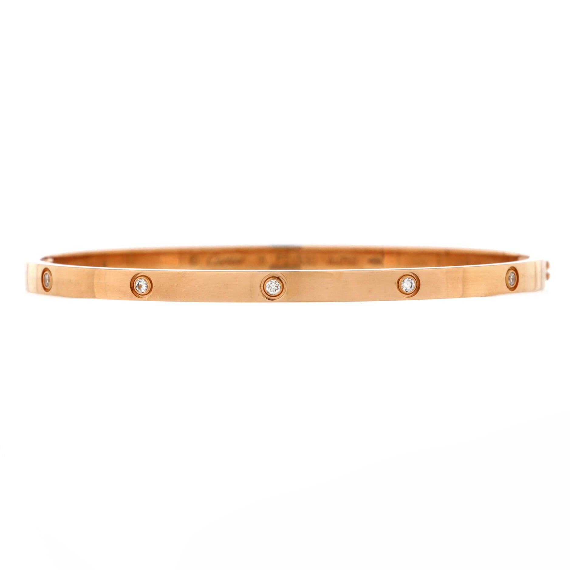 Pre-Owned Cartier Love 10 Diamond Bracelet 18K Rose Gold with Diamonds Small By Rebag