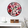 thumbnail image 2 of Yayeee Wall Clock Battery Operated 11.9" Silent Quartz Non-Ticking for Living Room Decor, Pink and Red Flowers, 2 of 8