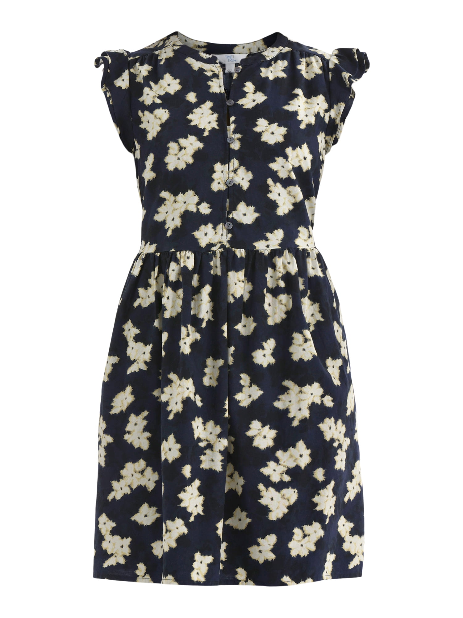 Time and Tru Women's Mini Dress with Flutter Sleeves, Sizes XS-XXXL