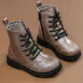 thumbnail image 4 of DADAWEN Boys Girls Combat Boots Toddler Ankle Boots Glitter Tan 12 Little Kid, 4 of 6