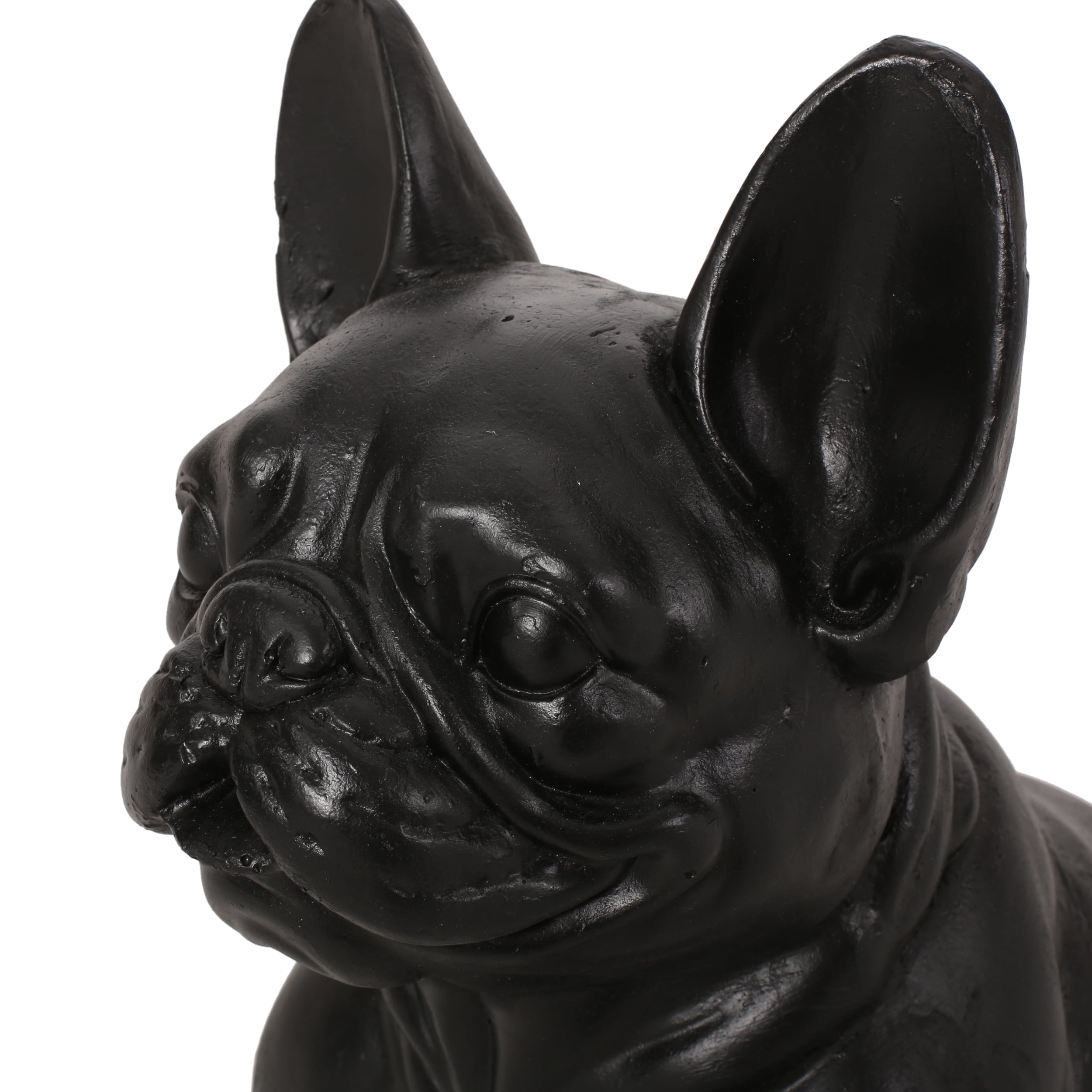 Noble House Delamore Outdoor French Bulldog Garden Statue in Matte Black