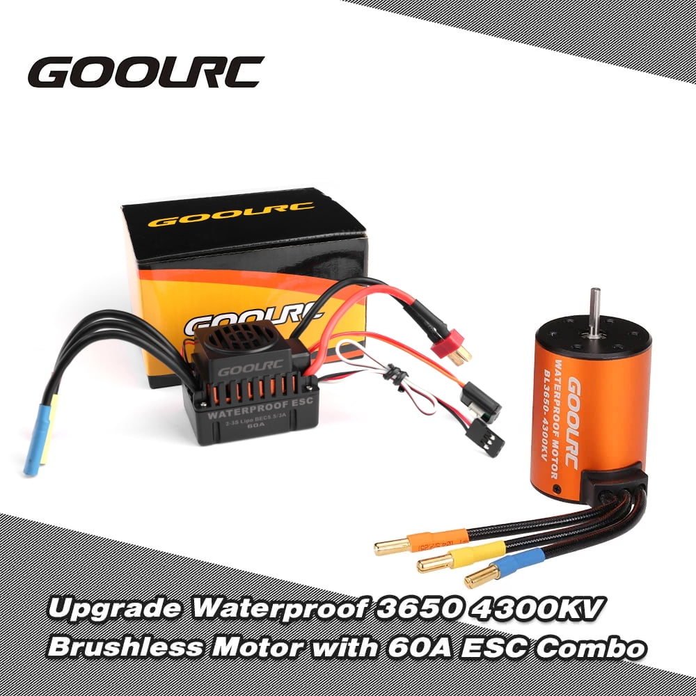60A ESC Lcyus Upgrade Waterproof Brushless Motor 9T 4370KV As Shown Program Card Combo Set for 1/10 RC Car Truck 