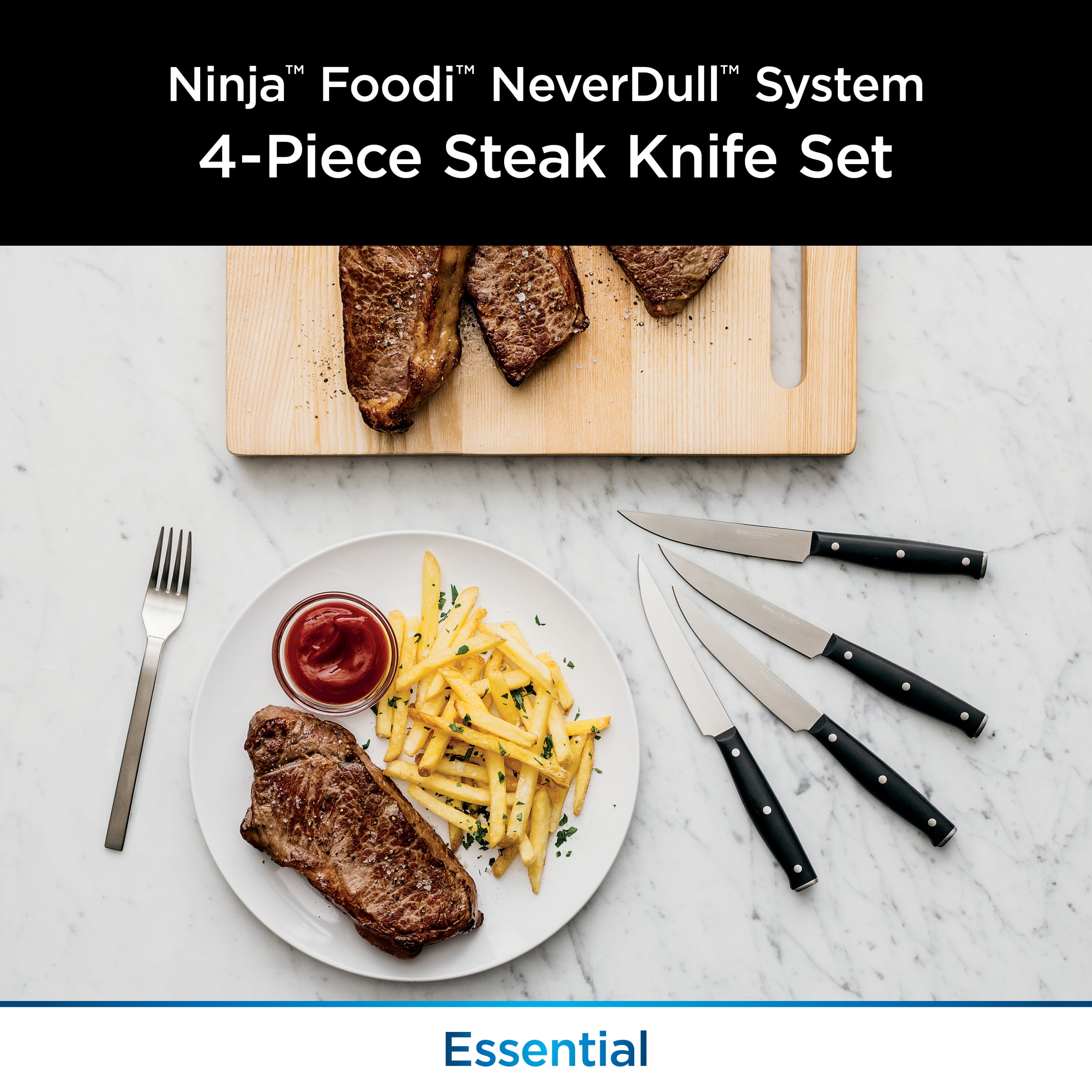 Ninja Foodi Never Dull Essential 4-Piece Steak Knife Set, K12004