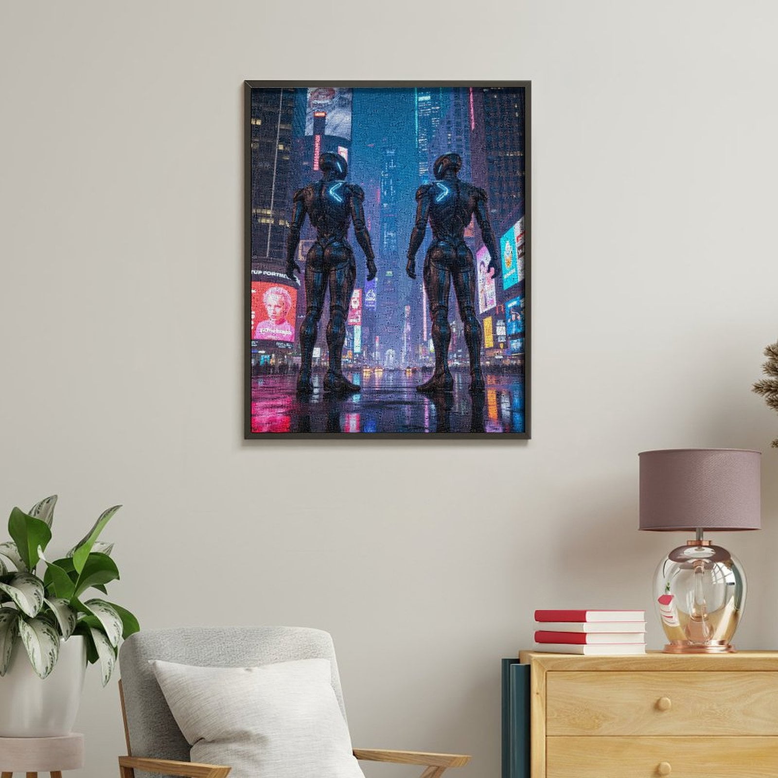 Paint By Numbers Kit for Adults Beginner - DIY Futuristic Cityscape Night Robots Canvas Painting Kits for Adults, Frameless Paint By Number for Adults for Home Wall Decor 16x20 Inch