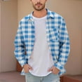 thumbnail image 2 of Bazeneo Checked Shirt Mens Long Sleeve Designer Shacket Regular Fit Overshirt Button Up Plaid Shirts Lapel Collar Work Shirt Jacket Lightweight Tops Stylish Spring Outfits for Men, 2 of 5