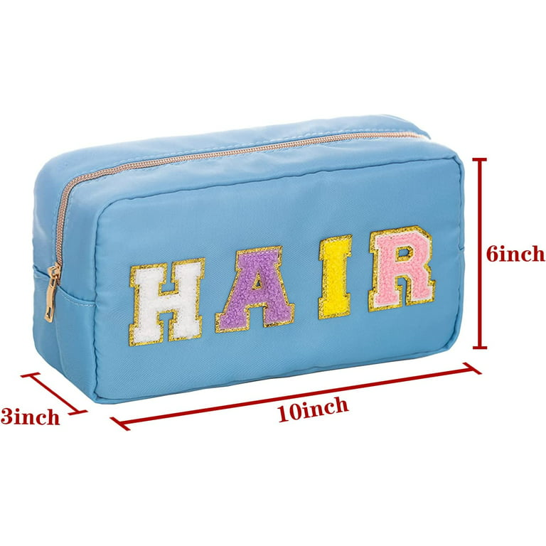 HBselect Small Makeup Bag Personalized Initial Letter Mini Makeup Bags  Nylon Chenille Letter Patch Cosmetic Bag Cute Waterproof Pouch Travel  Toiletry