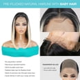 thumbnail image 2 of GLAM21USA HD Lace Front Bob Wig 13X6 Transparent Lace Frontal16 Inch Bob Wigs Straight Human Hair Blend Swiss Lace Middle Length Heat Friendly Synthetic Wig - Brianna (MOP1B/BLONDE), 2 of 7