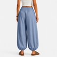 thumbnail image 4 of Womens Balloon Pants Wide Leg Barrel Pants Baggy Trousers Elastic Waist Casual Lounge Travel Pants with Pockets,L, 4 of 7