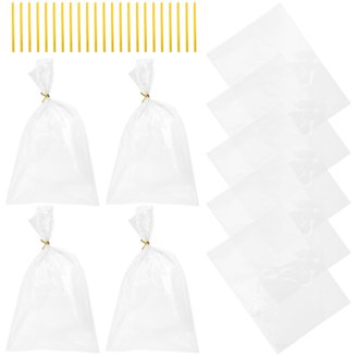 Purple Q Crafts 9x12 Inch Clear Frosted Plastic Bags With Handles - 100 Pack For Retail, Gifts, Merchandise