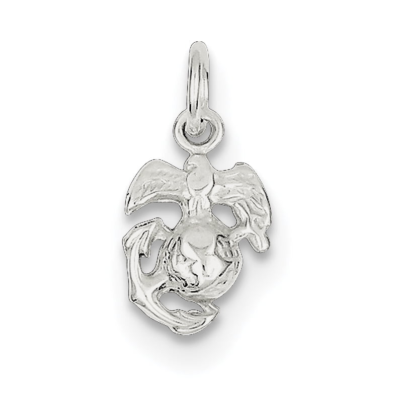 Sterling Silver Marine Corps Emblem Charm Qc168 14mm X 9mm