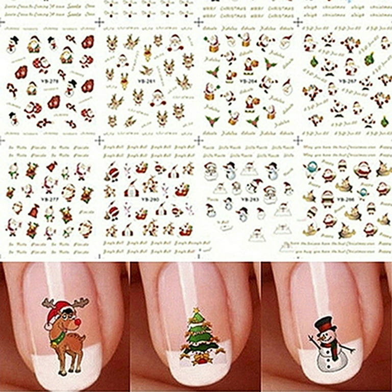 Decor Store 12Pcs Sheet Nail Sticker Christmas Self Adhesive Attractive Xmas Nail Art Decal for Fingernail