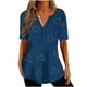 thumbnail image 1 of Tops Cortos para las Mujeres Impresas Blusas Botón Camiseta Manga Corta Cuello en V, Top de Moda para Primavera Verano, 1 of 5