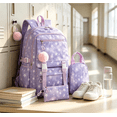 thumbnail image 3 of 3 Pcs Star Prints Backpack Set, Large‑Capacity Laptop Backpack, Multi‑Pocket Anti‑Theft Bookbag For Students School & Weekend Trips (Purple), 3 of 5