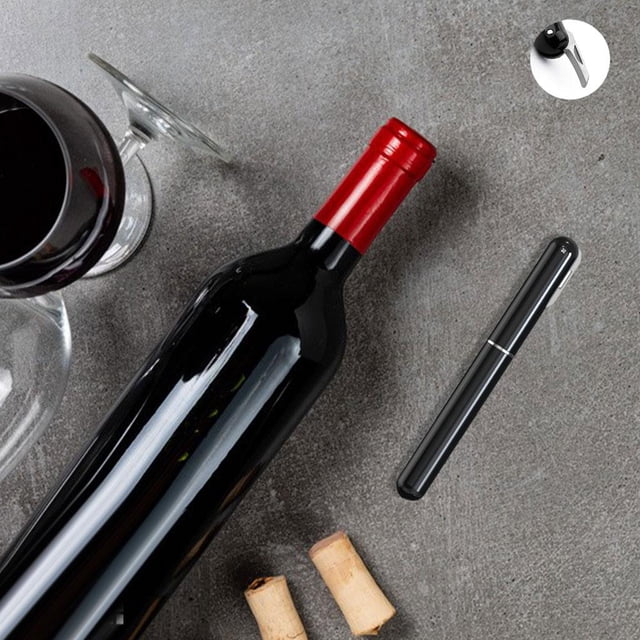 Abrebotellas de presión de aire Macarena 2 en 1 Accesorios para vino acero inoxidable negro