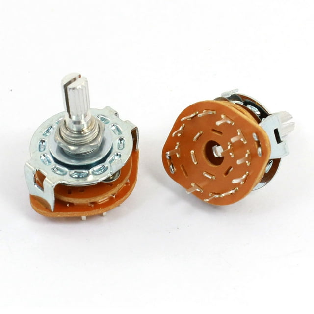 2 Pcs 1P11T 1 Polo 11 Posiciones 6mm Diámetro del Eje Estriado Selector de Bandas Interruptor Rotativo