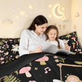 thumbnail image 4 of Homewish Cute Fairies Bird Hedgehog Twin Comforter Sets,Kawaii Mushrooms Flowers Bedding Set,Black,Black Reversible,2pcs,1 Comforter and 1 Pillowcase, 4 of 7
