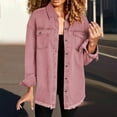 thumbnail image 6 of Womens Tops Washed Denim Shirt Jacket Fashion Casual Style Shirt Collar Chest Pockets Long Sleeve Regular Fit Versatile Layered Wear 1X Jacket S Sweaters For Women, 6 of 6