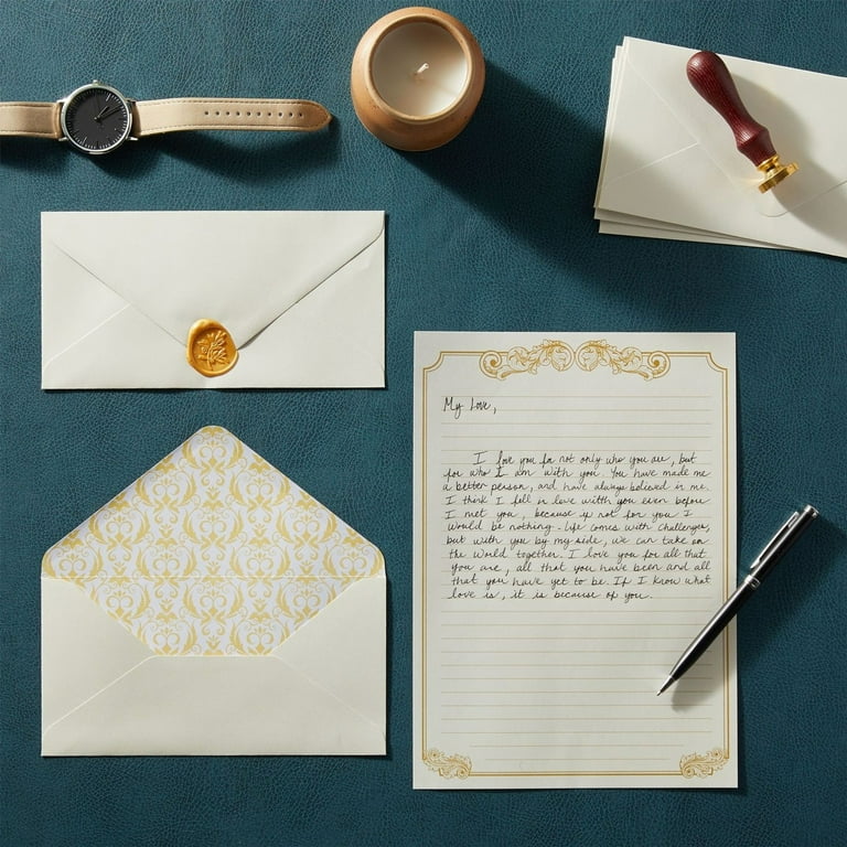 Foonary Set van 33 stuks vintage briefpapierset, met envelop, 15