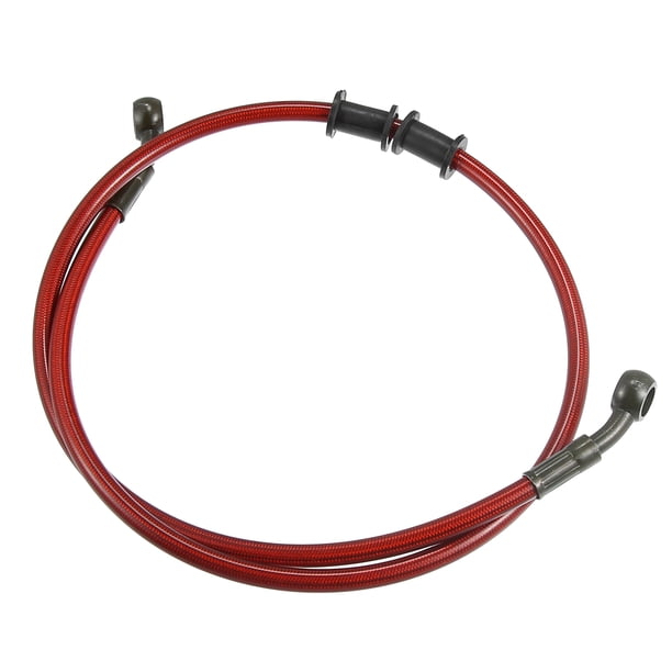 90cm 35.43 "Longitud 10mm ID Motocicleta Línea de freno hidráulico Tubo de manguera de aceite 28 ° Cable trenzado de acero inoxidable para ATV Motocross Sport Bikes Red