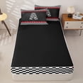 thumbnail image 4 of Homewish Racing Flag Zipper Twin Comforter Sets with Fitted Sheet and 2 Pillowcases for Kids Boys, Monogrammed A Zipper Bedding Set,4-Piece, Black Reversible, 4 of 6