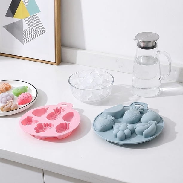 Bandeja de hielo de silicona con forma de fruta, molde reutilizable de grado alimenticio de 6 cavidades for bebidas de verano y reuniones familiares