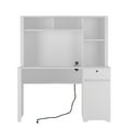 thumbnail image 4 of Modern White Desk With & Charging Options, 3 Ac Outlets, 2 Ports For Productive Office Days Study , And Ample Storage Home, 4 of 6