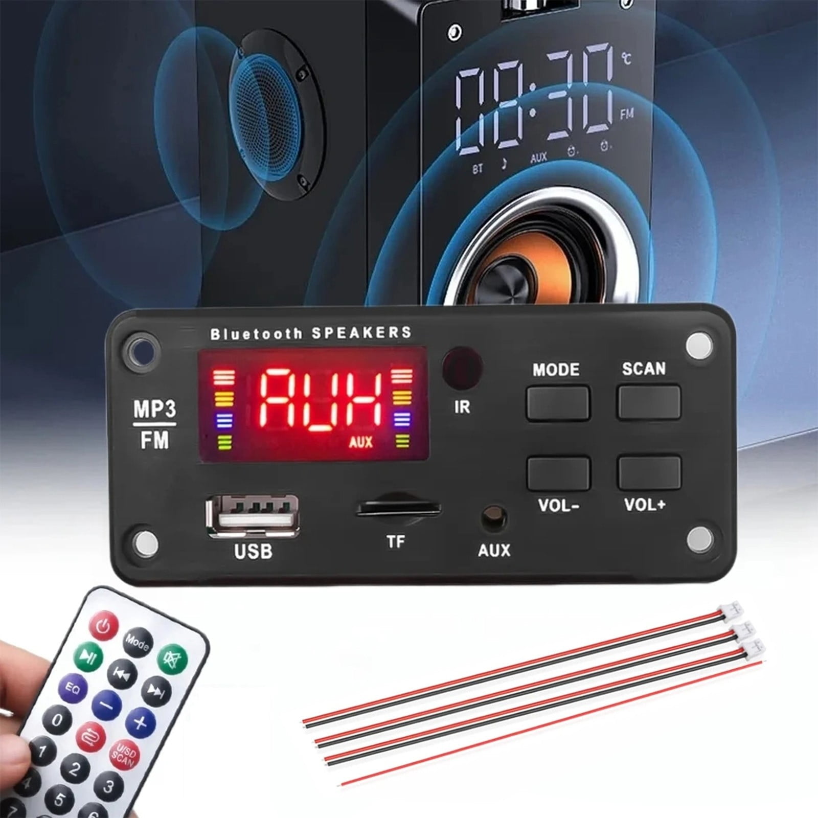 Bluetooth MP3 Decoder Board, 50W Car Audio Amplifier Module With FM Radio USB Playback Hands Free Calling Wireless Music Receiver, for Vehicle DIY Speaker Upgrade Entertainment
