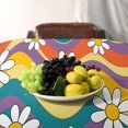 thumbnail image 3 of Groovy Flowers Tablecloth, 60s 70s Retro Floral Cute Hippie White Chrysanthemum Flower Print Table Cloth Cover for Party Picnic Tabletop Dining Room Indoor and Outdoor Dining 60x102inch, 3 of 6