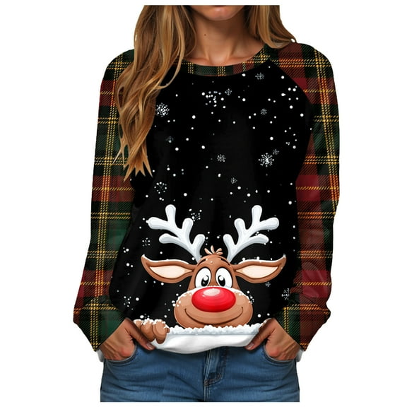 larppty Ugly Christmas Sweatshirt for Women Funny Xmas Print Sweatshirt Long Sleeve Fashion Holiday Pullover (White, L)