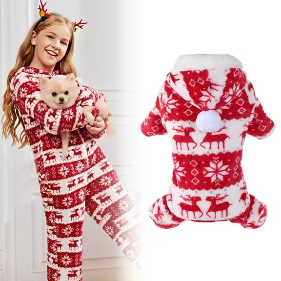 CHENjy Christmas Fleece Dog Jumpsuit 4 Legs Warm Winter Clothes For Extra Small Dogs Pet Apparel Puppy Sweater
