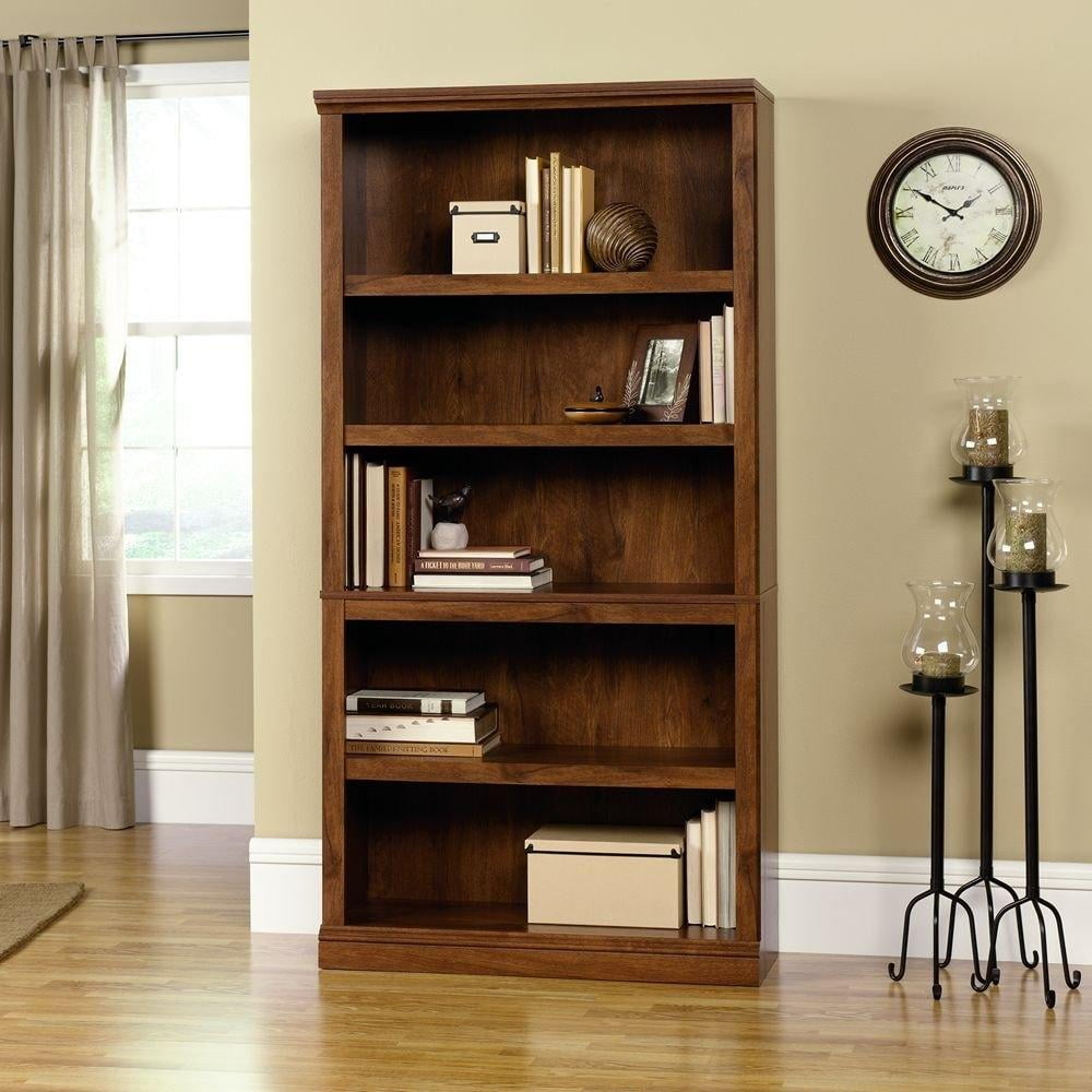 Oiled Oak 70" Adjustable 5-Shelf Bookcase