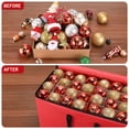 thumbnail image 2 of Christmas Ornament Storage Box, for 128 Pieces of Holiday Decoration Ornaments,600D Tear-Proof Fabric Xmas Decor Organiser with Adjustable Dividers & Double Zip Closure (Red), 2 of 8