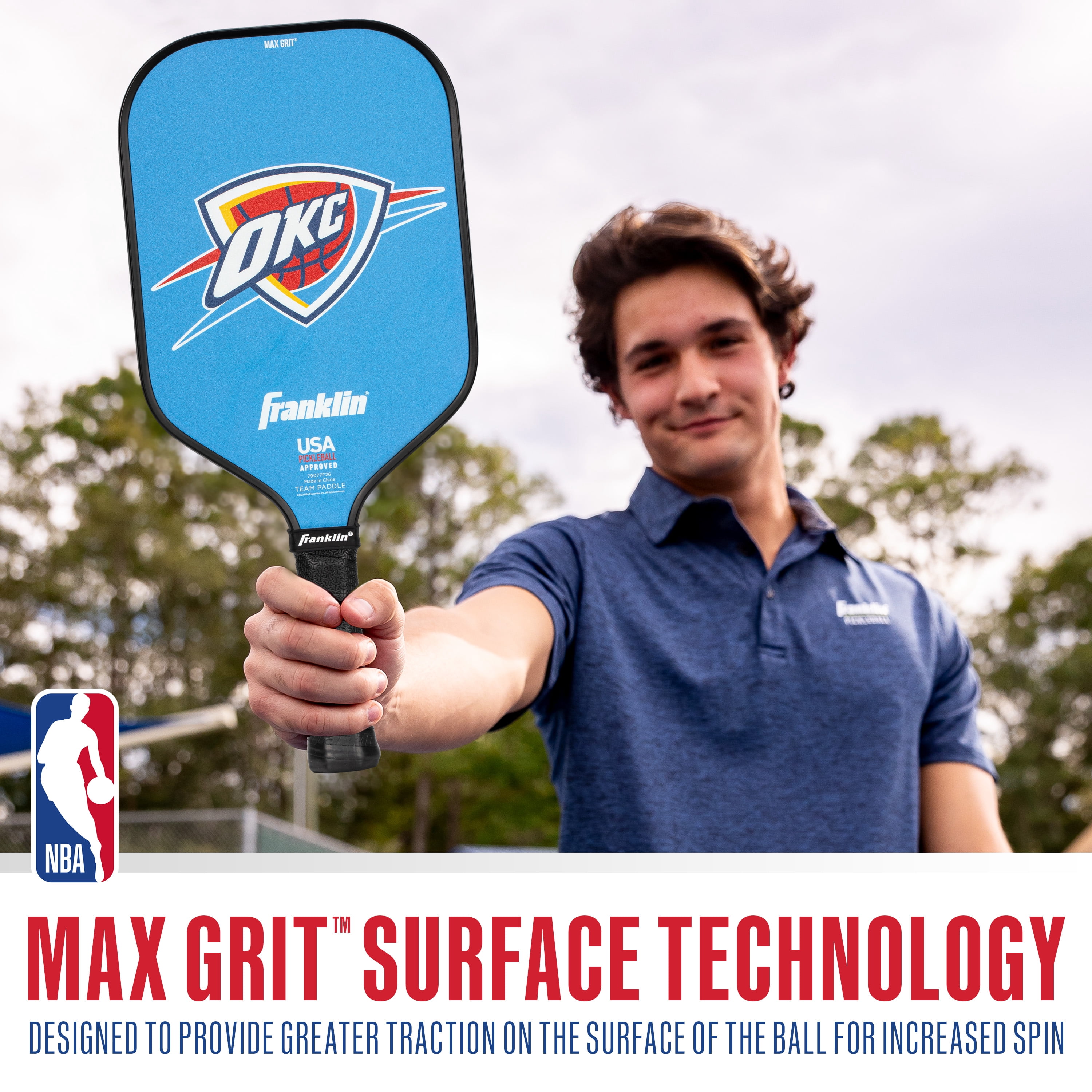 Franklin Sports NBA Oklahoma City Thunder Pickleball Paddle - Official NBA Team Pickleball Paddles - USAP (USAPA) Approved Premium Quality Pickleball Paddles - Authentic Team Logos + Colors