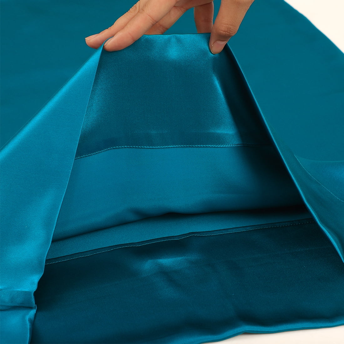 Unique Bargains 2-Pack 19 Momme 100% Silk Pillowcases Peacock Blue Queen